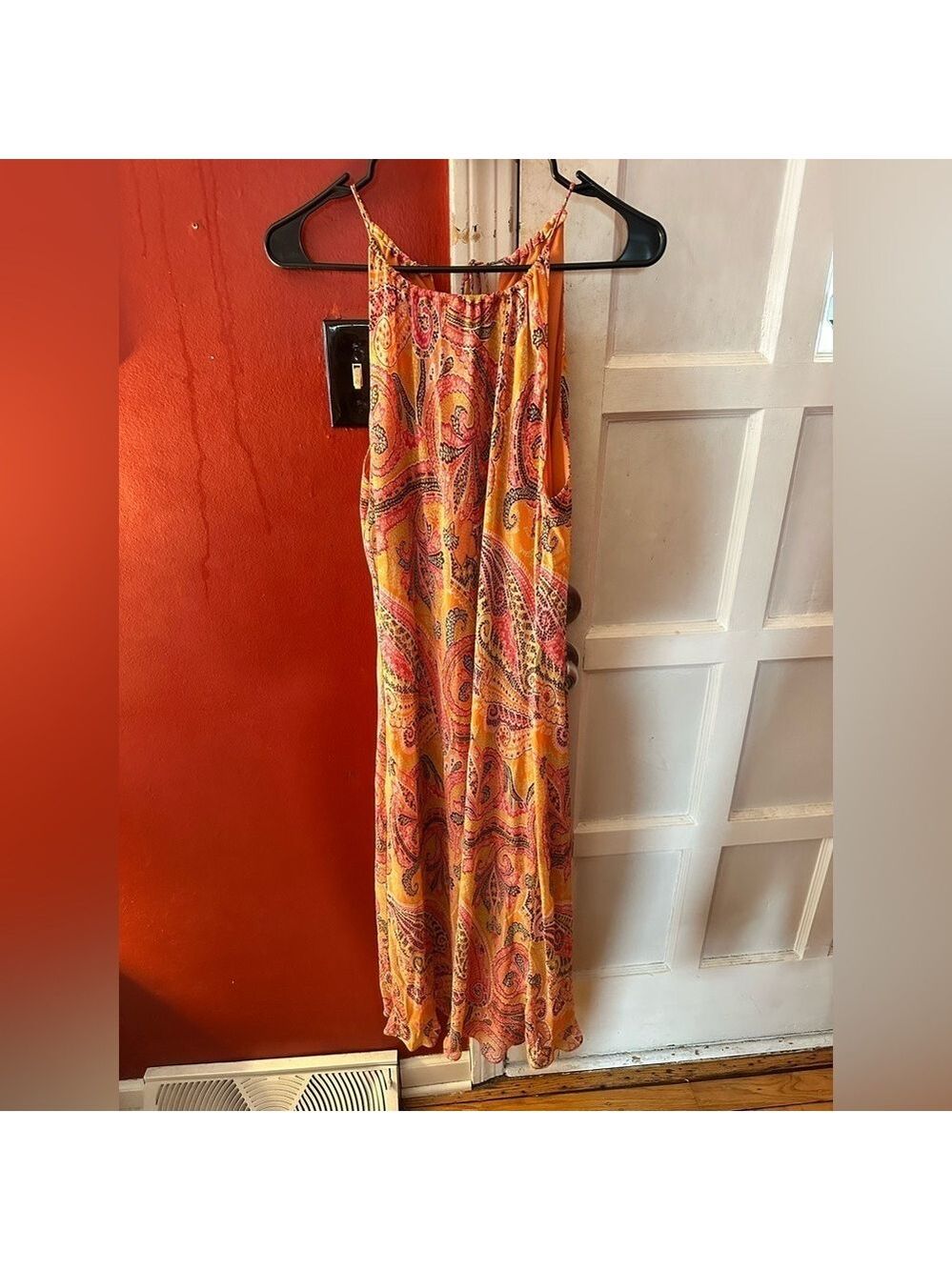 Ann Taylor Vintage Silk Paisley Print Orange Maxi Dress - Picture 2 of 8